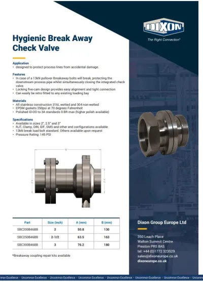 Hygienic Breakaway Check Valves